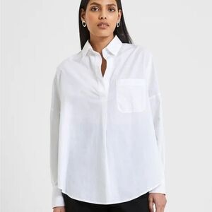 Crisp Solid White Poplin 4 Button Long Sleeve Shirt